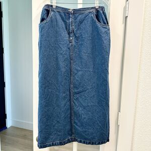 Susan Bristol Blue Denim Long Straight Skirt Sz 14 Tencel Cottagecore Western